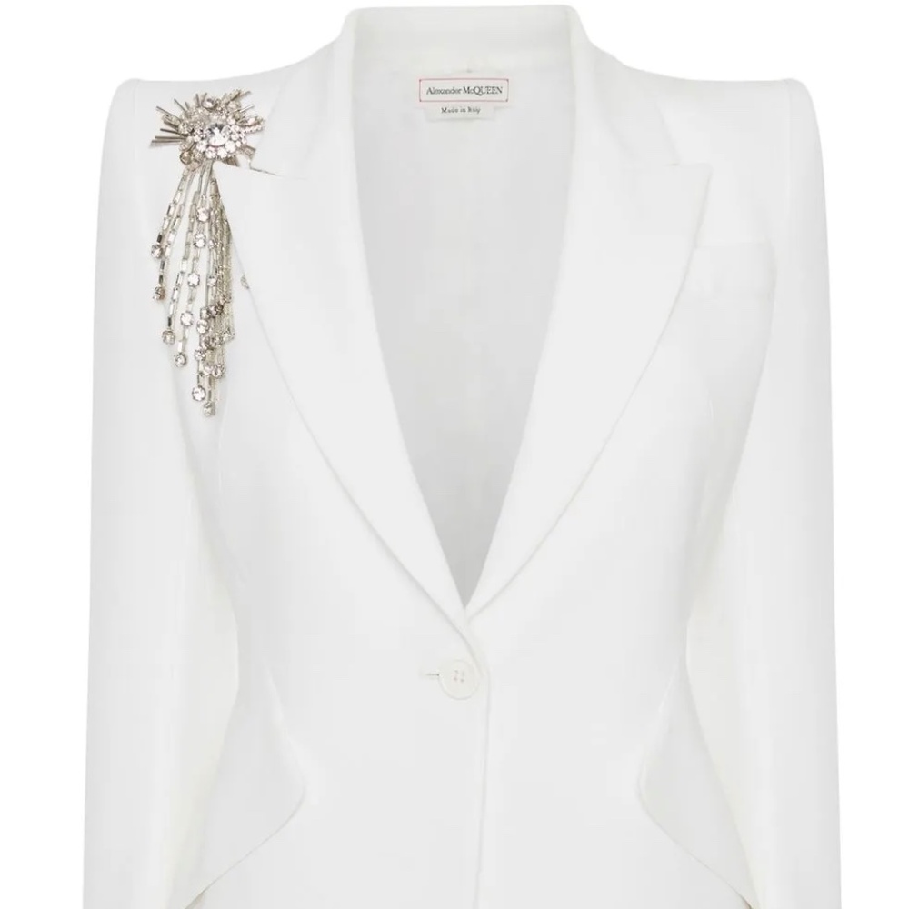 ALEXANDER MCQUEEN Astral Jewel Blazer In Ivory Size 48 IT or US Size 12